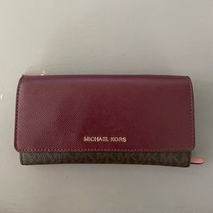 Michael Kors trifold maroon and light pink wallet